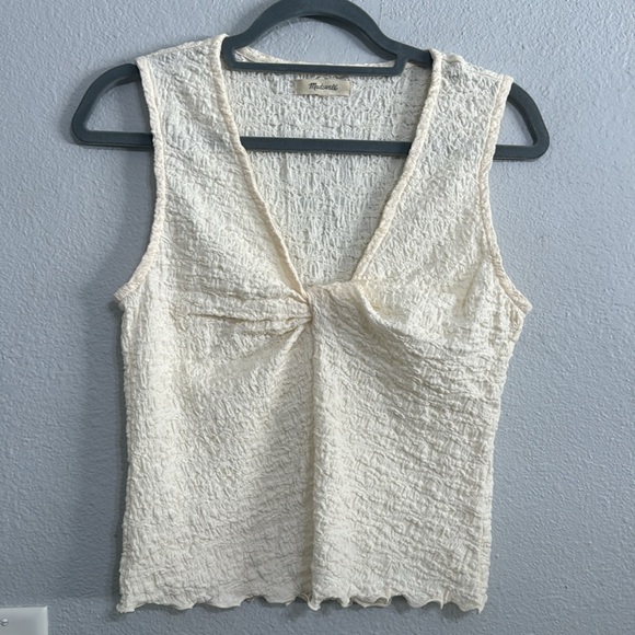 Madewell Tops - MADEWELL Popcorn Knit Twist-Front Sleeveless Crop Top - Antique Cream Size S